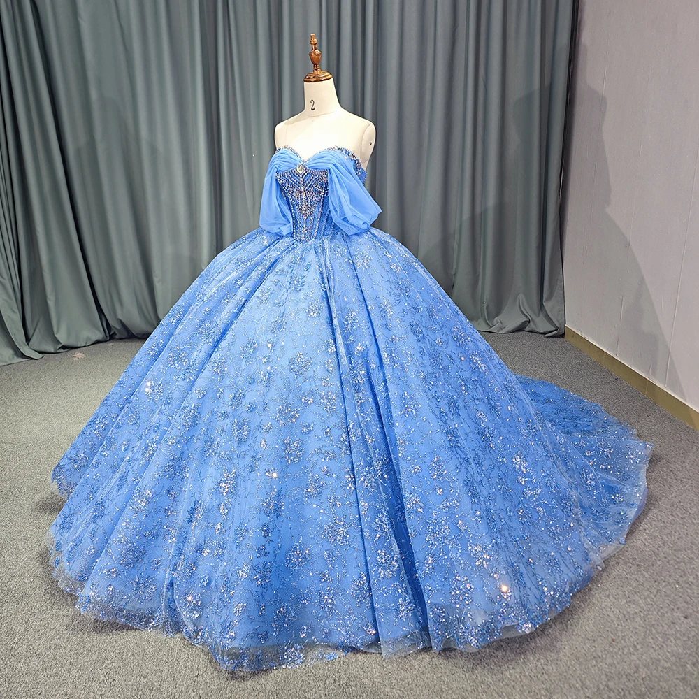 Современное бальное платье Quinceanera Платья с короткими рукавами из бисера Тюль Sweet