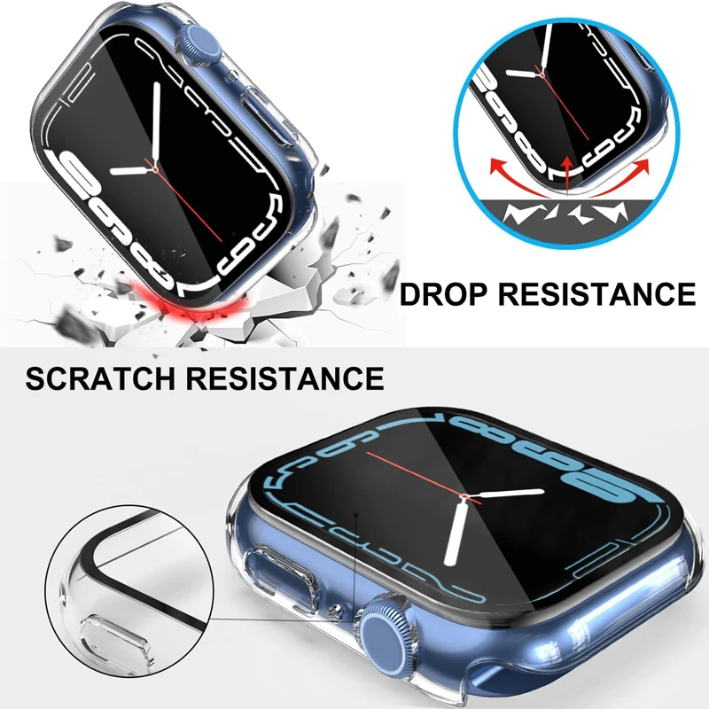 Glass+Cover For Apple Watch case 8 7 6 SE Ultra Accessorie Screen Protector Apple watch serie 44mm 40mm 41mm 45mm 42mm 38mm 49mm