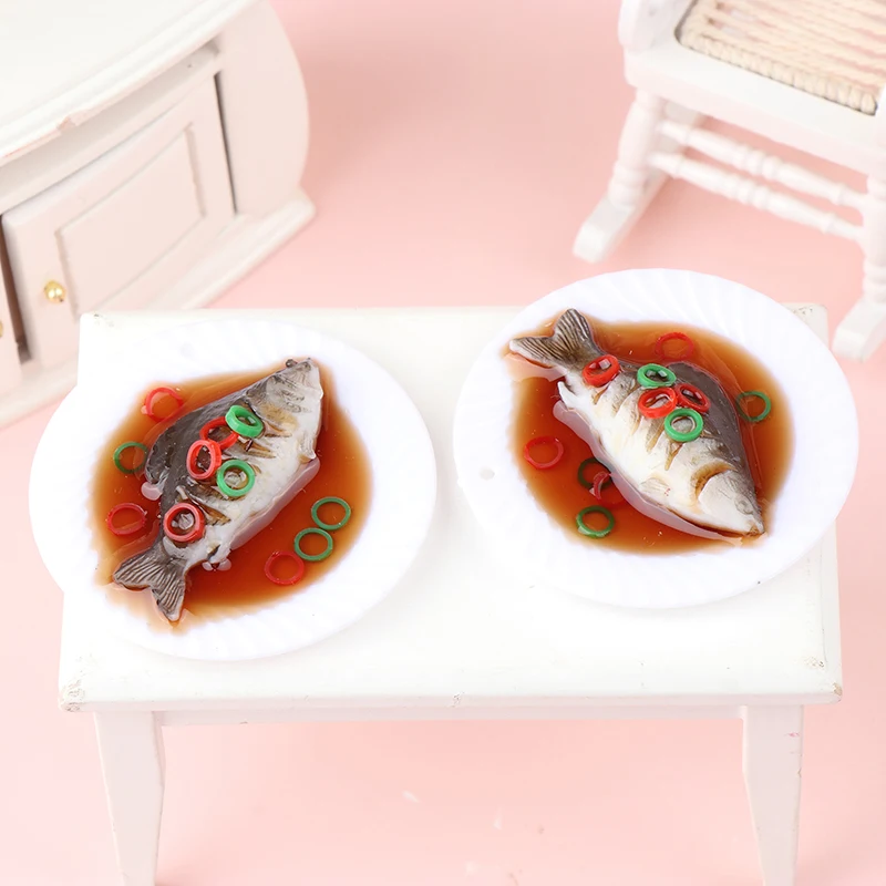 

1:12 Dollhouse Simulation Braised Fish Dollhouse Chinese Cuisine Model Dollhouse Kitchen Food Accessories Pretend Play Toys