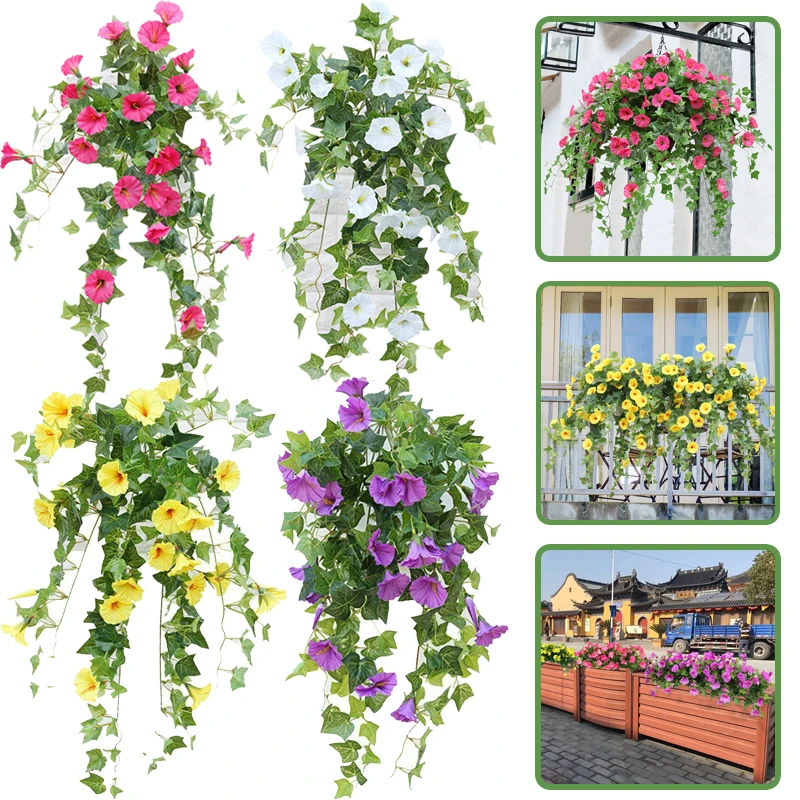 

Artificial Silk Morning Glory Fake Vine Flowers Simulation Petunia Rattans for Wedding Home Party DIY Table Hanging Basket Decor