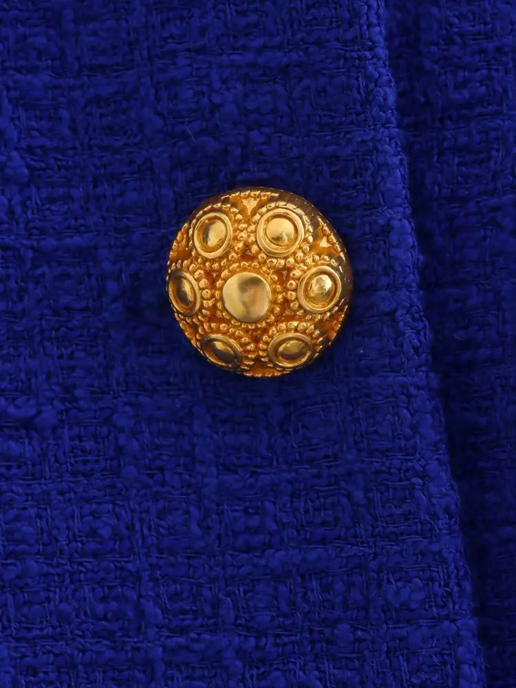 Withered Fashion Elegant Texture Long Blazers Women England Style Office Lady Double Breasted