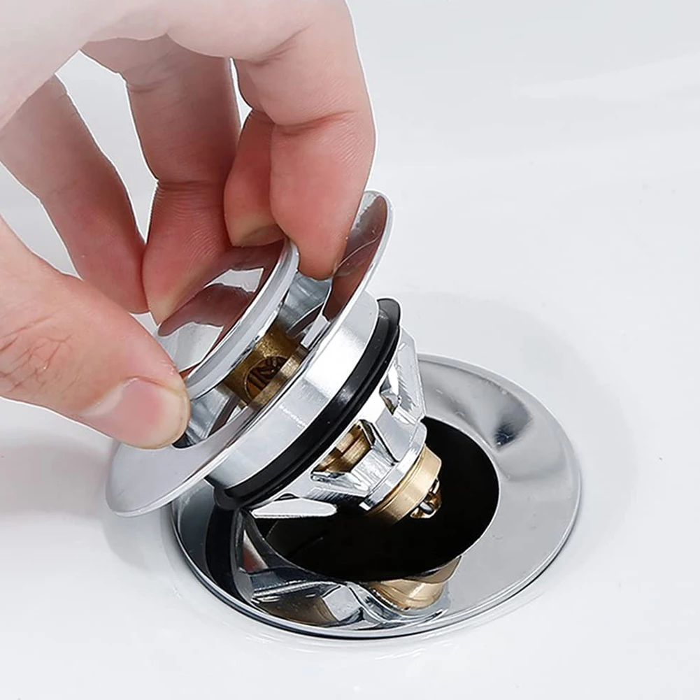 

1pc 38mm Replacement Sink/Basin Waste Plug Cap Easy Pop-Up Click Clack Chrome Bathroom Basin Sink Bathtub Plugs