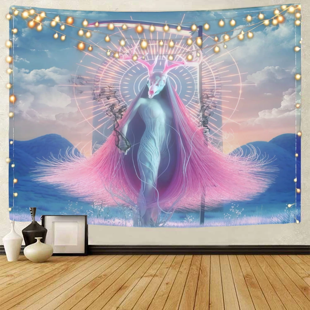 

3D Dream Angel Decorative Tapestry Datura Bohemian Hippie Wall Decorative Tapestry Home Background Decorative Tapestry