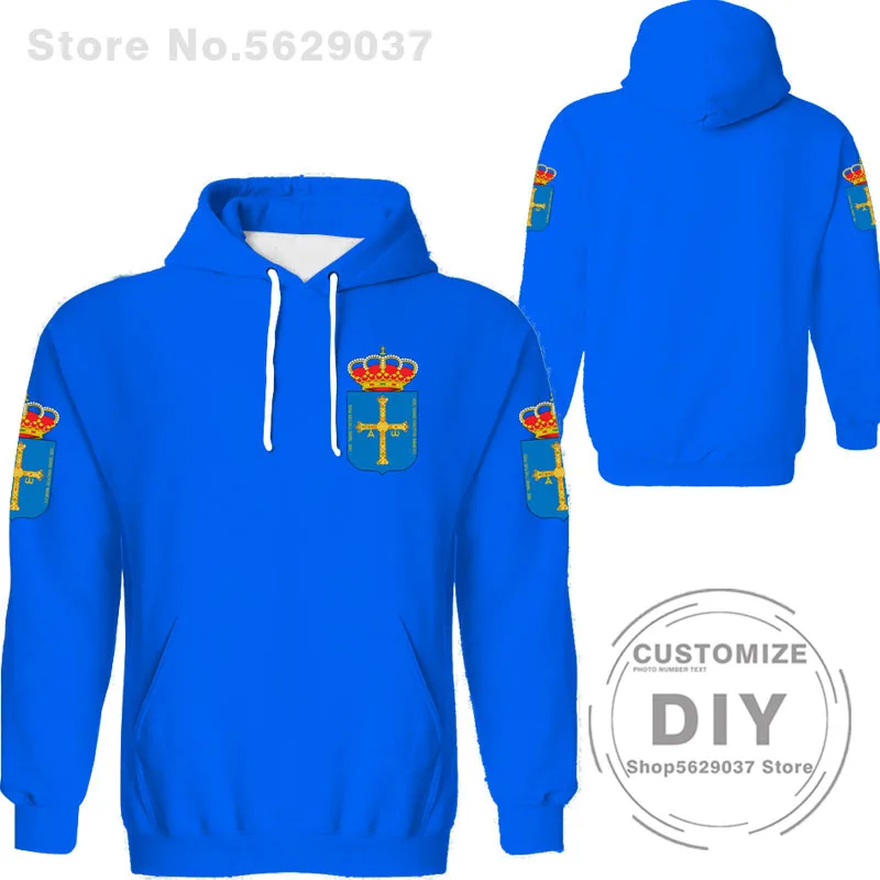 Толстовка Philippe Free Custom Made Name Oviedo Gijon с принтом флага Word Mieres Langreo Испания Испанский