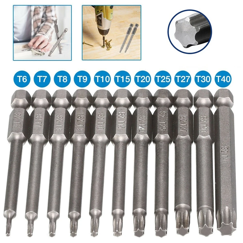 

1pc 75mm Solid Torx Screwdriver Drill Bit Screw Driver Bits Torx Flat Head 1/4" Hex Driver Bits Security Bit Tamper Proof