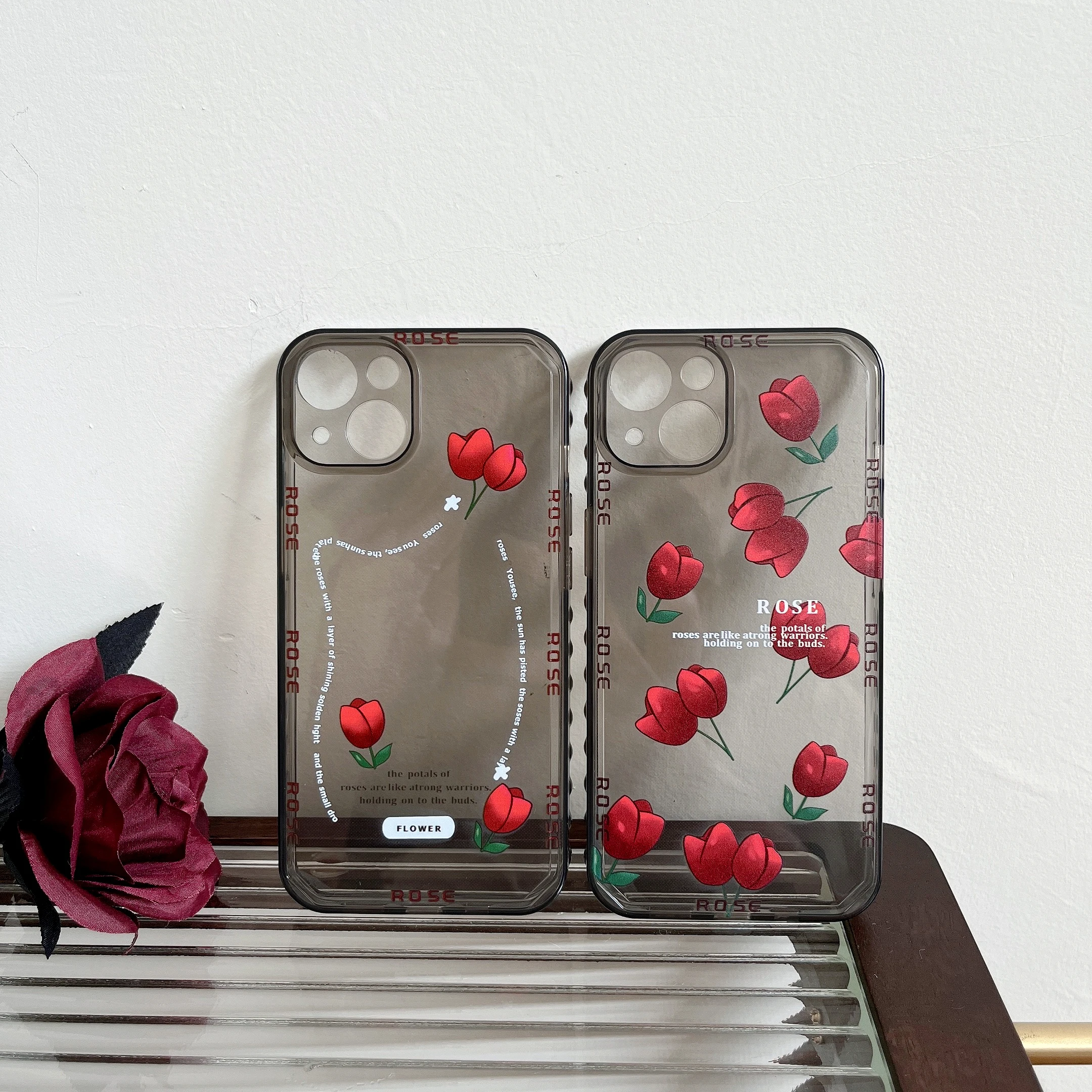 

Side Wave Point Line Tulips For iPhone 14 13 12 11 Pro MAX XR X SE XS Flower Phone Case For iPhone 7 8 Plus Silicone Clear Cover