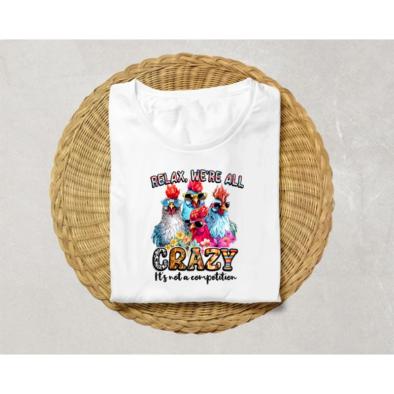 Забавные наклейки для цыплят на одежду модные термопереводные DTF Aniaml