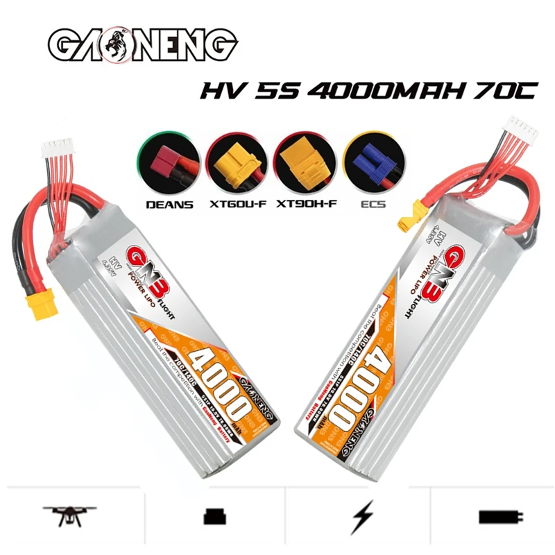 

Обновленная литий-полимерная батарея GNB 19,0 в 4000 мАч для UAV RC Car Boat FPV, вертолет Дрон запчасть HV 70C/140C 5S 19,0 V батарея