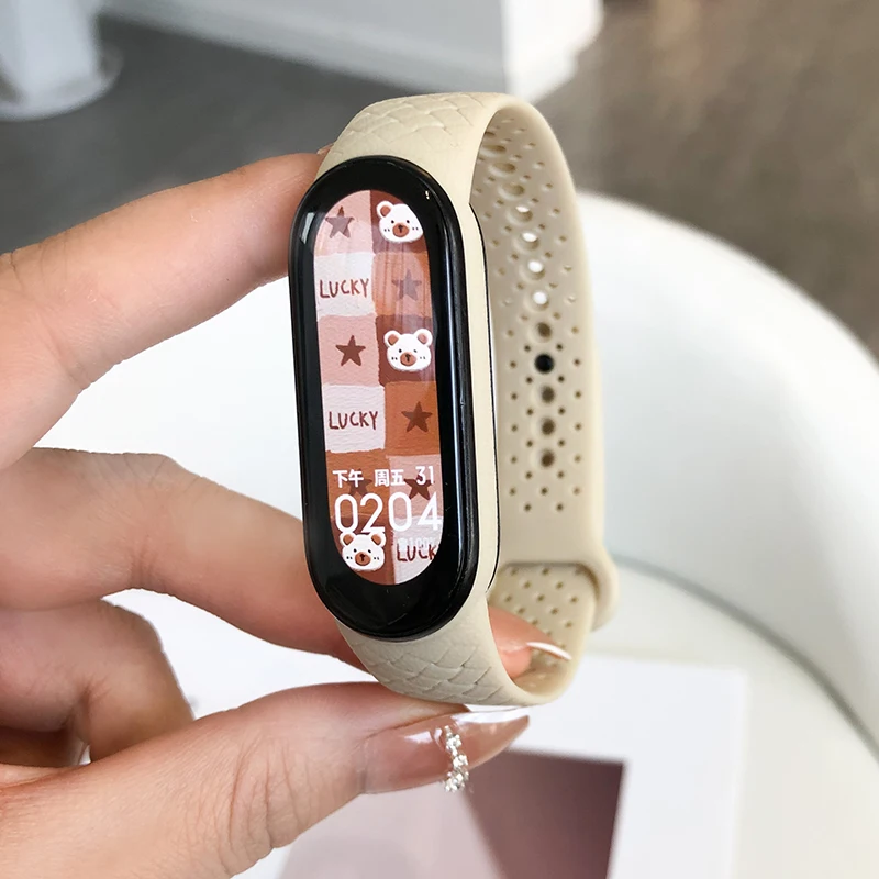 Фото Силиконовые ремешки для часов Xiaomi Mi Band 7 NFC, замена запястья Miband, спортивный браслет, часы с отверстием для часов Correa mi band 6 5 4 3, ремешок №5
