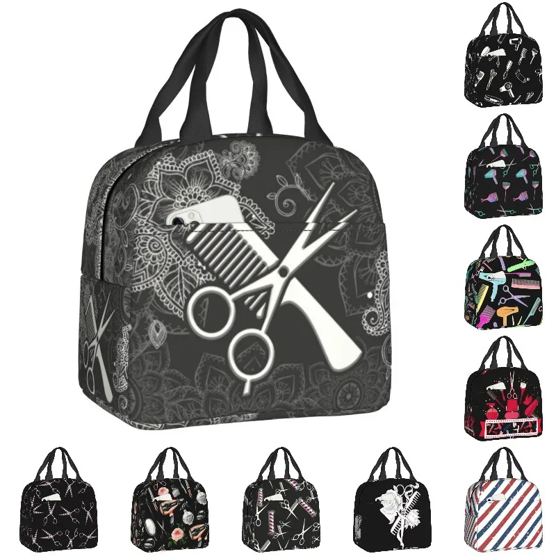 

Hairstylist Mandala Flowers Insulated Lunch Bag for Women Resuable Hairdresser Scissors Comb Cooler Thermal Lunch Tote