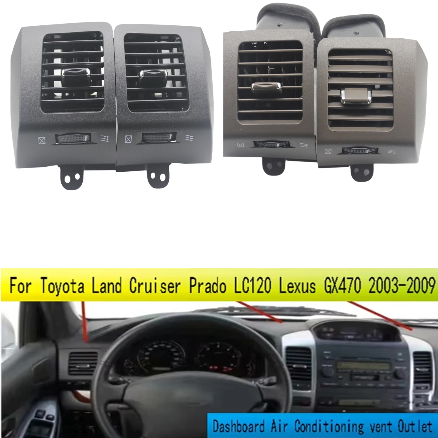 Вентиляционное отверстие на приборной панели для Toyota Land Cruiser Prado 120 Lexus GX470 2003-2009