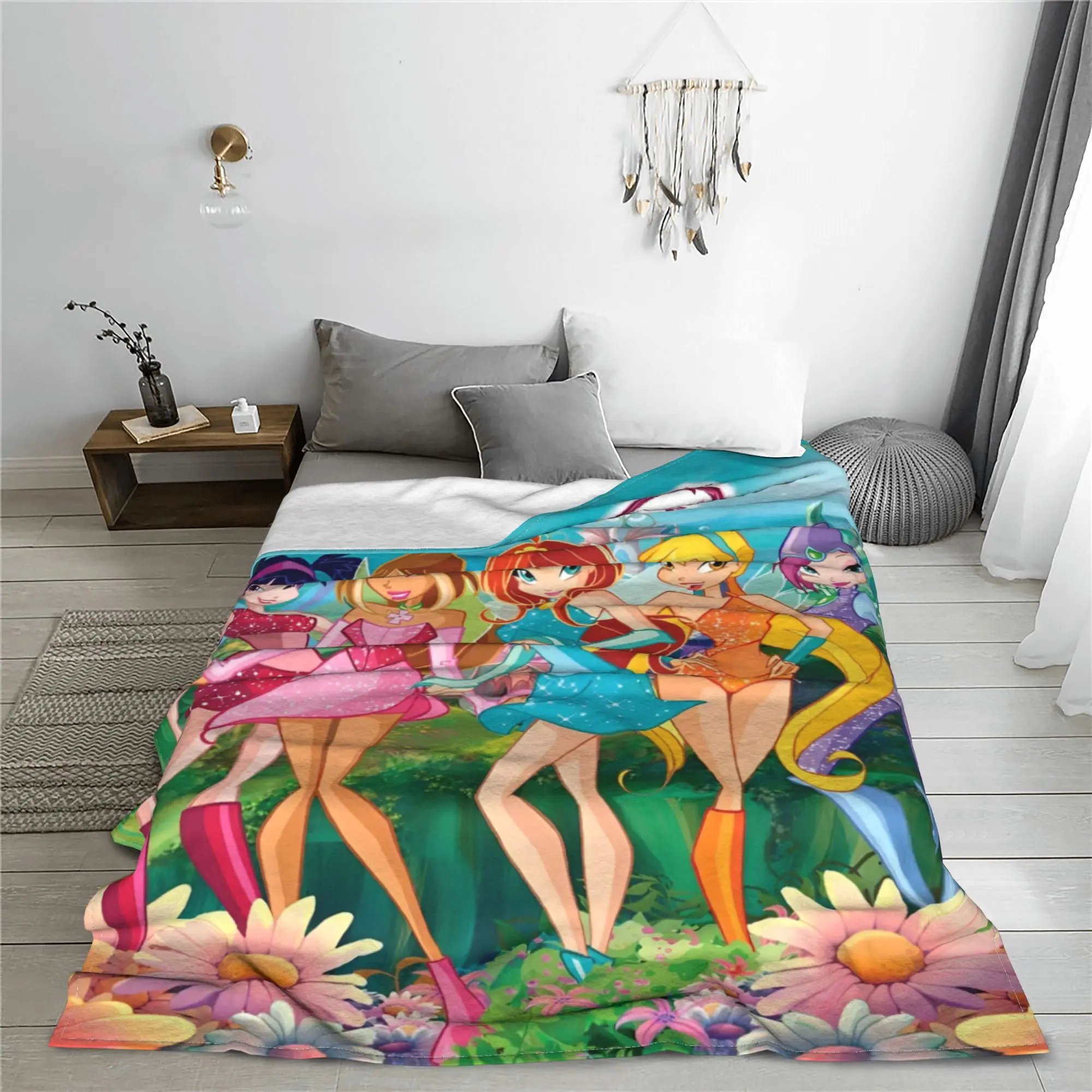 W-Winx Клубы мультфильм флисовые пледы сказочная красота аниме одеяло для дивана