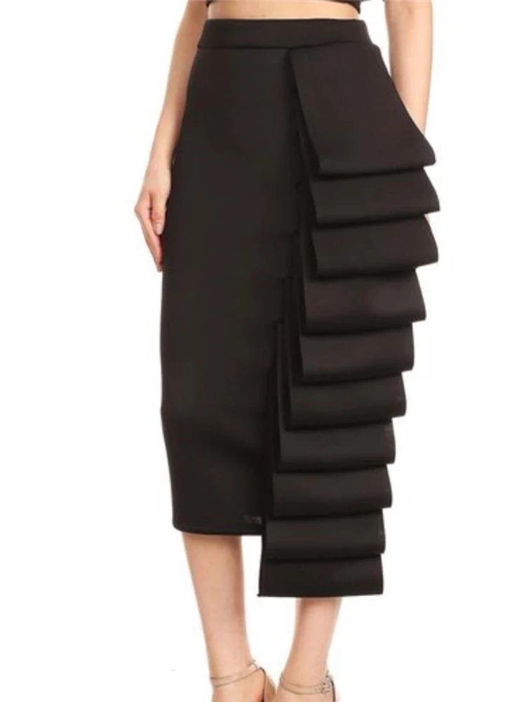 2022 Women Pencil Skirt High Waist Slim Midi Solid Modest Classy Falad Officewear Elegant Femme Fashion emale Package Hip Jupes
