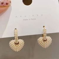 new detachable two wear love pearl silver needle earrings fashionable temperament high end sense to attend banquet jewelry