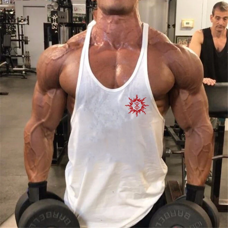 Anime Berserk Graphic Stringer Tank Top for Men Summer Athletic Y-Back Vest Undershirt Tops Gym Workout Fitness Bodybuilding