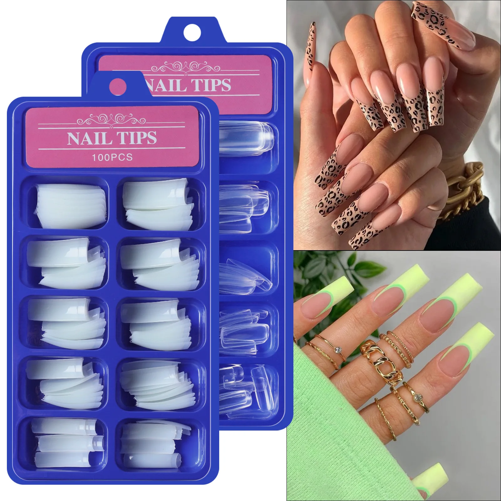 

100PCS Blister Box Armor Piece Fake Nails French Nail Piece Fake Nails Full Paste Half Nail Piece False Nails Press on Nails