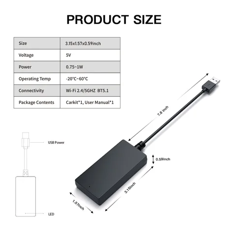 Адаптер Carbitlink Smartlink Phonelink к беспроводному CarPlay Android Auto Dongle Box Jetour Baic Geely Chery Carbit link NCP0036