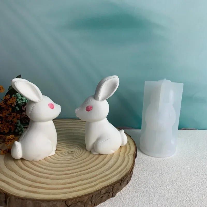 Силиконовые формы для свечей с кроликом 3D милые животные поделки кролик смола