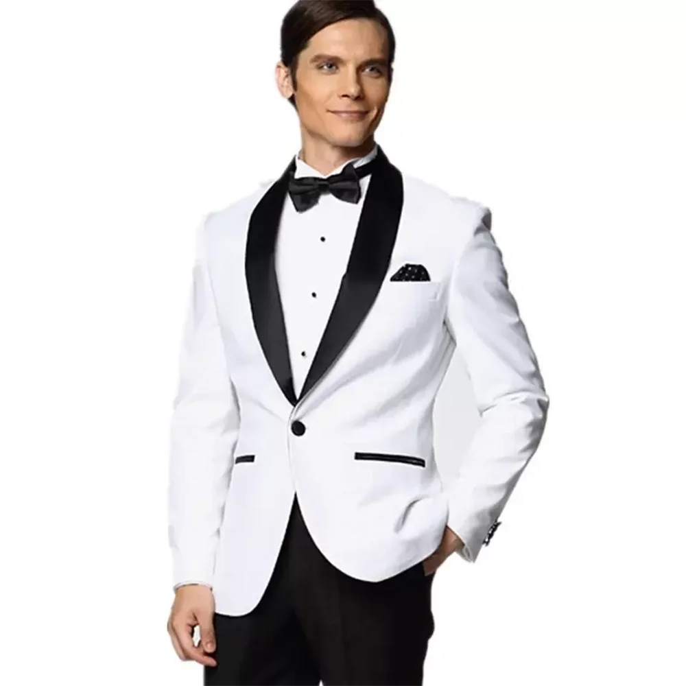 Men Wedding Suits Business Casual Suits Slim Fit One Button Groom Wear 2 Pieces Formal Suit (Jacket+Pants) Costume Homme
