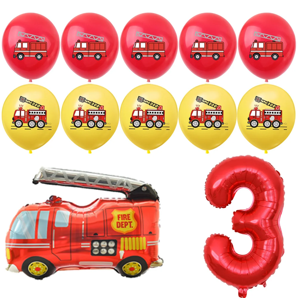 

Fireman Sam Large Digital 1 2 3 4 5 6 7 8 9 Fire Truck Theme Party Decoration Helium Foil Balloon Firefighter Birthday Balloon