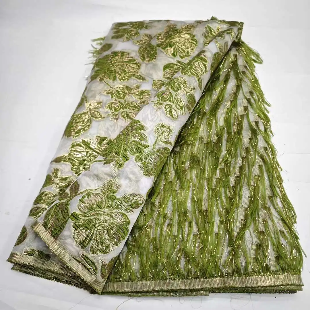 Африканская парчовая жаккардовая кружевная ткань 2024 высокое качество 5 ярдов