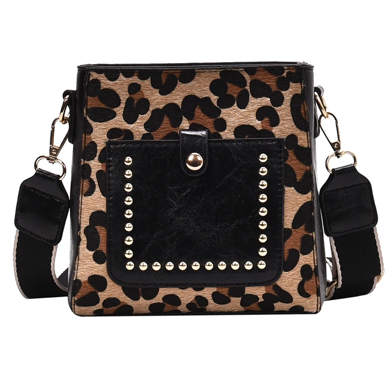 

2019 women's leopard PU leather shoulder bags lady solid black and burgundy crossbody chain handbags girl fashion sling cardbags