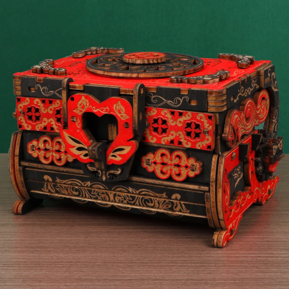 Деревянная винтажная шкатулка для драгоценностей головоломка классический