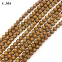 natural stone yellow wood grain stone necklace round beads 6mm8mm10mm charm jewelry handmade diy bracelet earrings accessories