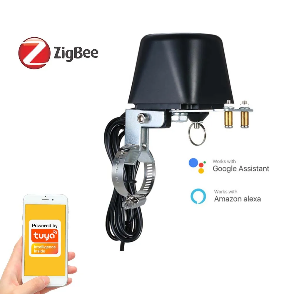 

(SG) умный газовый водяной клапан Tuya Zigbee, автоматическое управление отключением, ручное открывание клапана, Голосовое управление Alexa Google ...