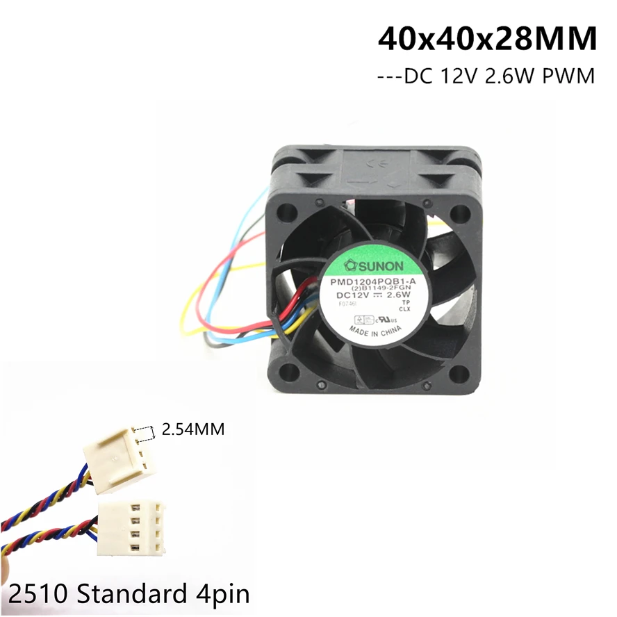 Sunon 4028 40x40x28 мм 40 мм сервер вентилятор с двумя шарикоподшипниками PMD1204PQB1-A 12 В 2,6 Вт охлаждающий вентилятор 3PIN