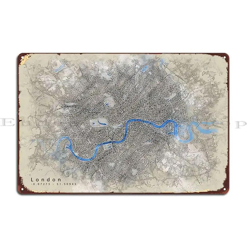 

Лондонская винтажная карта, металлический знак, настенный плакат, дизайн гостиной, кинотеатра, жестяные пластинки Sign, плакат