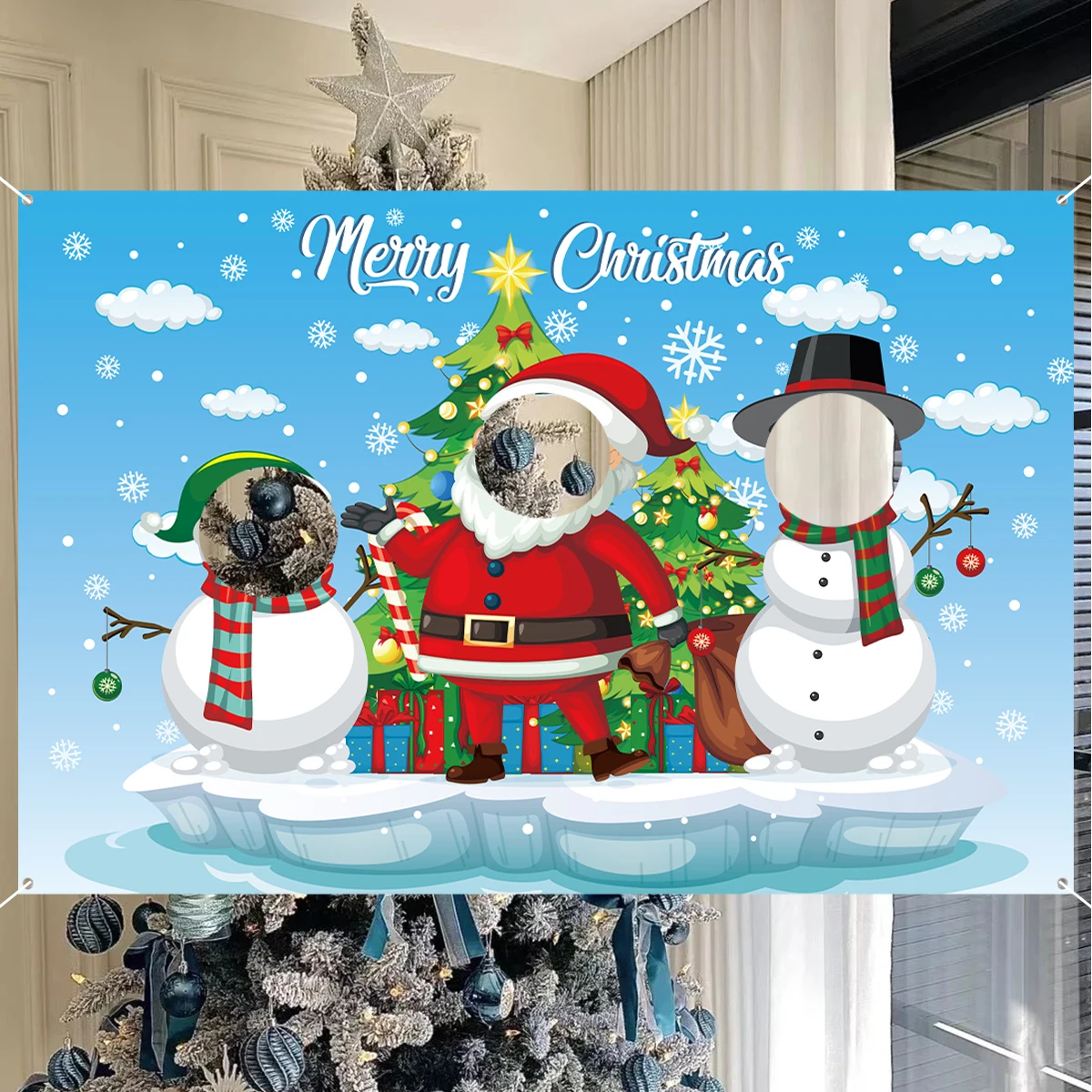 С Рождеством Снеговик Санта-Клаус фон ткань Рождественский декор для дома 2024 Navidad