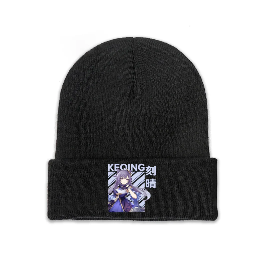 

Keqing Genshin Impact Knitted Hat Beanies Winter Hats Warm Casual Anime Game Cap Men Women