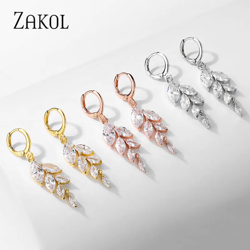 ZAKOL модные серьги-кольца с антиаллергенным кубическим цирконием для женщин