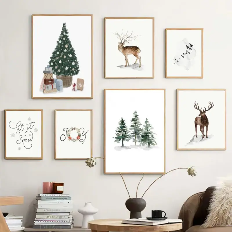 

Christmas Theme Wall Art Poster Sofa Corridor Background Hanging Canvas Painting Nordic Print Picture Home Decor