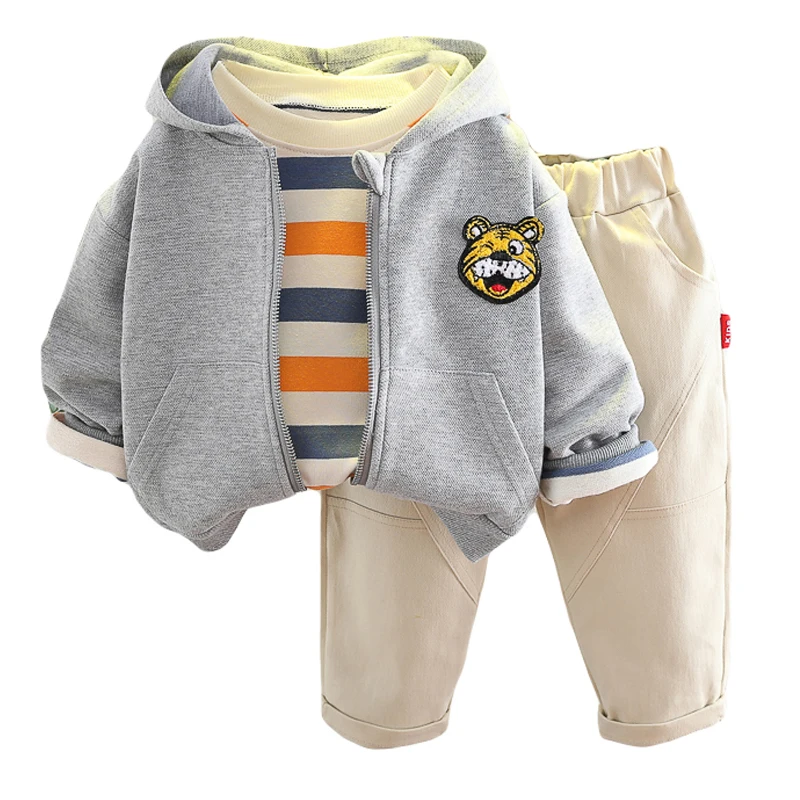 

Весенняя детская одежда 2022, Детская куртка с мультяшным тигром, футболка и штаны, костюм из 3 предметов, наряды для младенцев, комплекты одежды для маленьких мальчиков и девочек