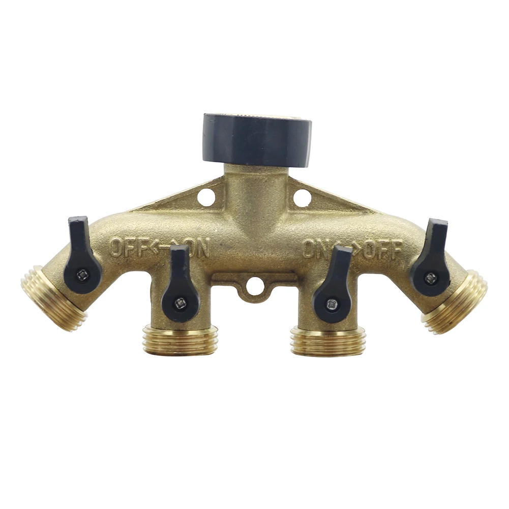 1Pc 3/4" Threaded 4-Way Hose Diverter Garden Irrigation Wate