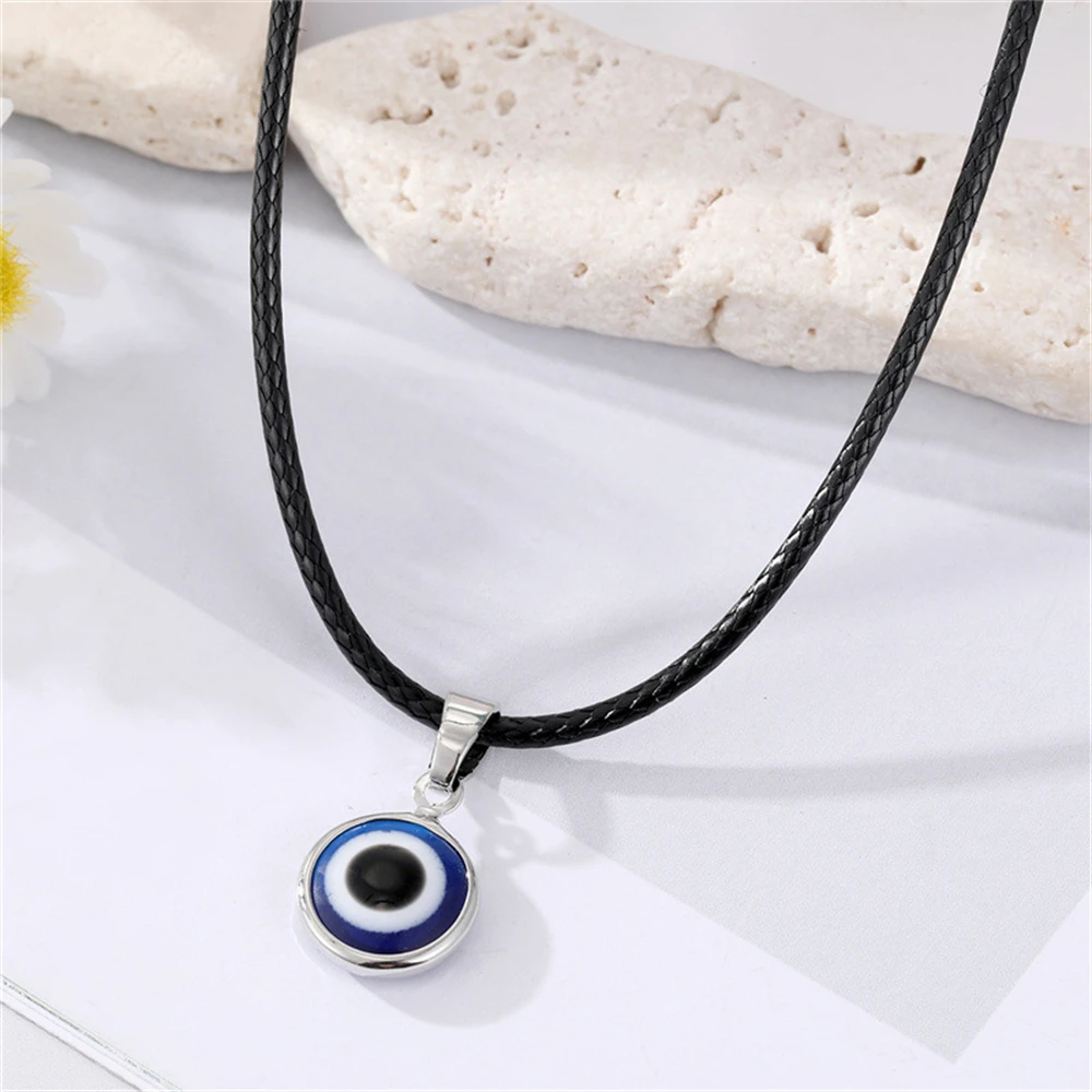 

Vintage Colorful Turkish Evil Eye Pendant Necklace For Women Lucky Blue Eyes Resin Charm Necklace Choker Clavicle Chain Jewelry