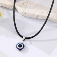vintage colorful turkish evil eye pendant necklace for women lucky blue eyes resin charm necklace choker clavicle chain jewelry
