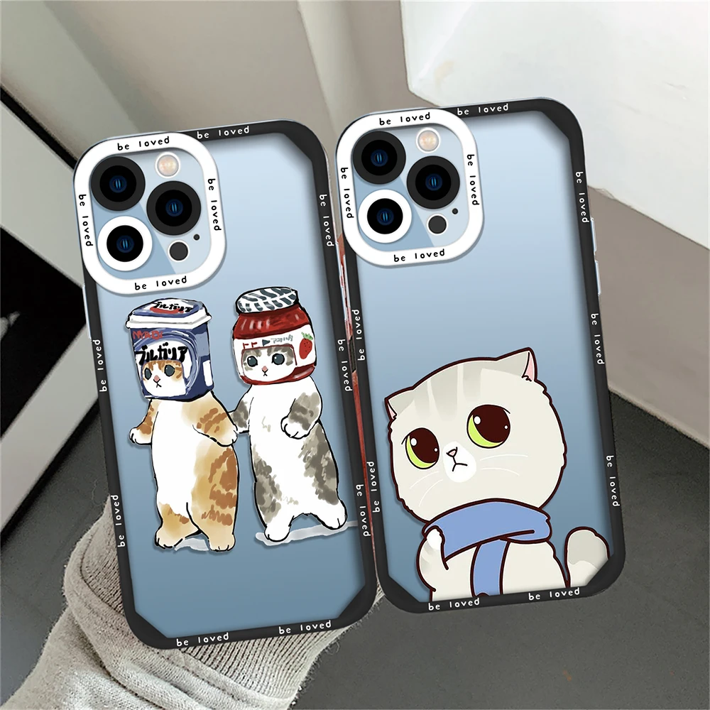 

Funny Cute Cat Soft TPU Phone Case for iPhone 14 13 11 12 Pro Max Mini XS XR X 7 8 Plus Shockproof Back Cover Cartoon Clear Capa