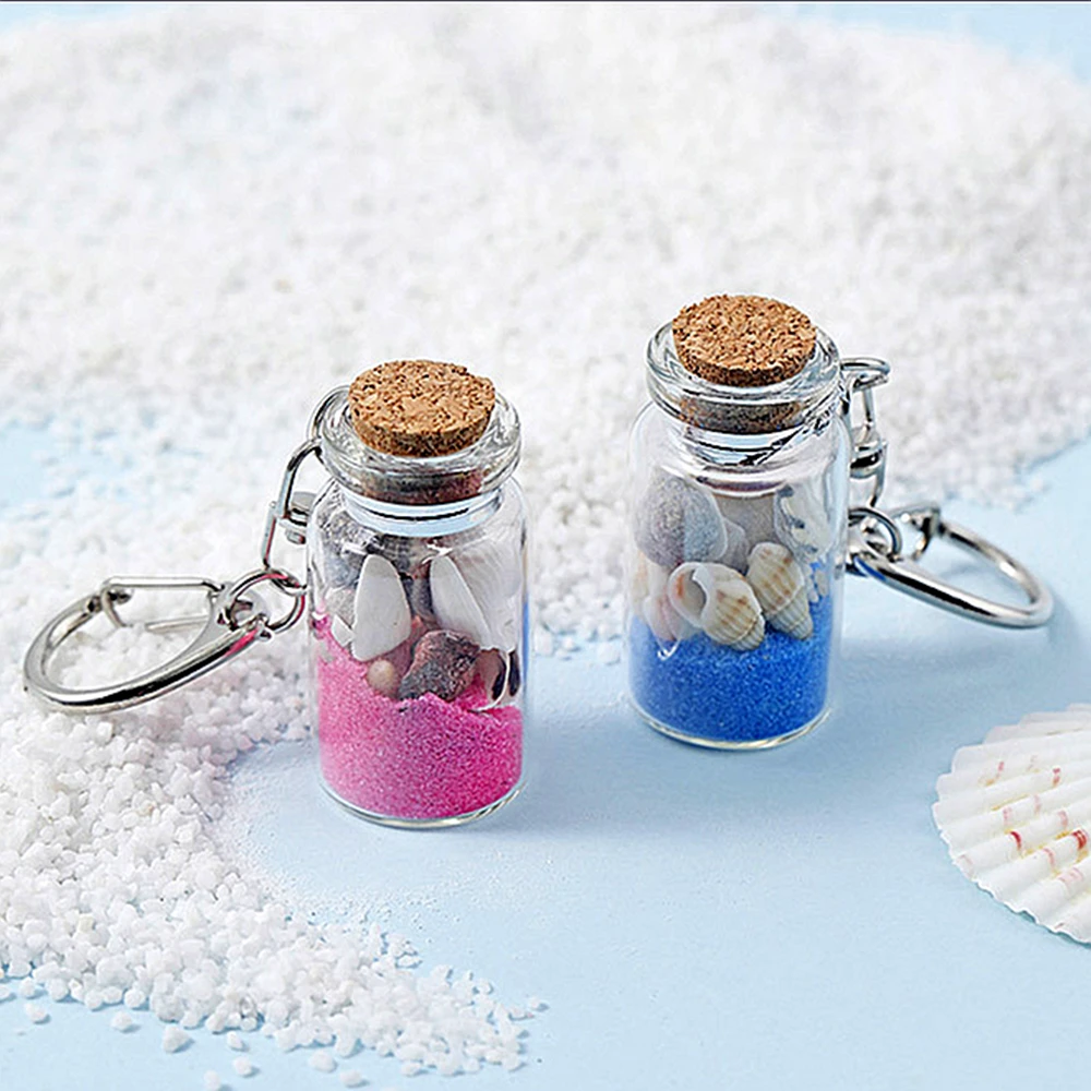 Креативный брелок для ключей в виде бутылки с морским песком |