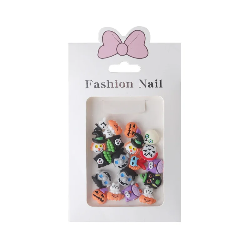 

Supply Resin Diamonds For Halloween Nail Art Accessories Cute Cartoon Skull Wizard Pumpkin Head 3D Small Nail Decoration Charms