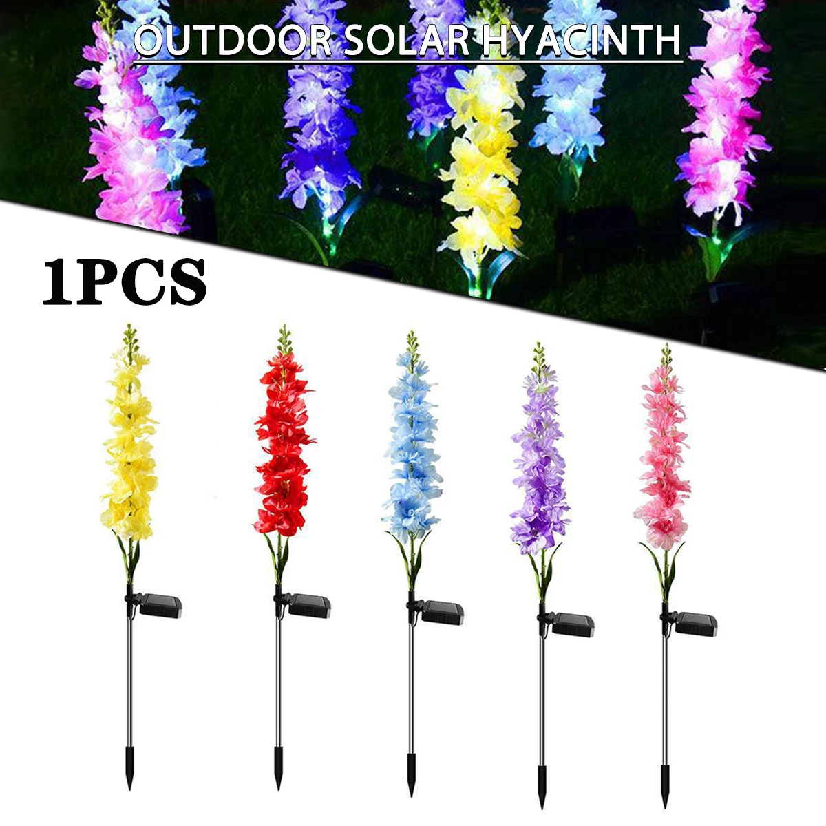 

Solar Garden Stake Lights LED Delphinium Flower Decorative Light Landscape Light Home Decor Props Artificial Flower Light