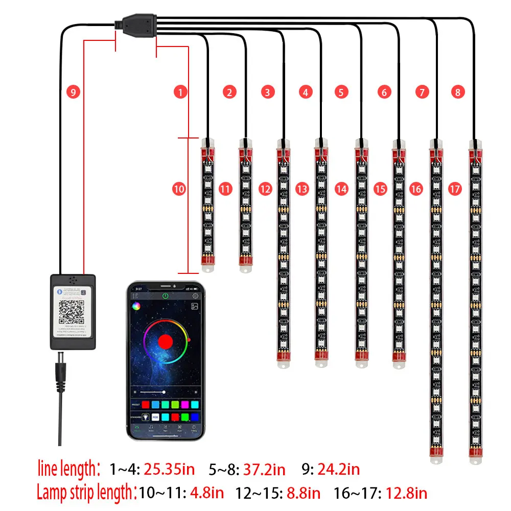 

Гибкая Светодиодная Лента SMD 5050 RGB Для Мотоцикла, Декоративная, С Управлением Музыкой, Атмосферная Лампа