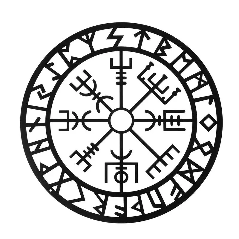 

Style Iron Viking Decor Norse Mythology Symbols Wall Hanging Decoration Creative Metal Round Wall Shelf Decor