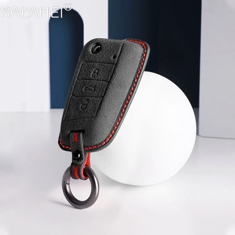 

Alcantara Suede Leather Car Key Case Cover Keychain For VW Volkswagen Golf 7 Lavida Sagitar Bora MK7 Tiguan Passat Tharu Sagitar