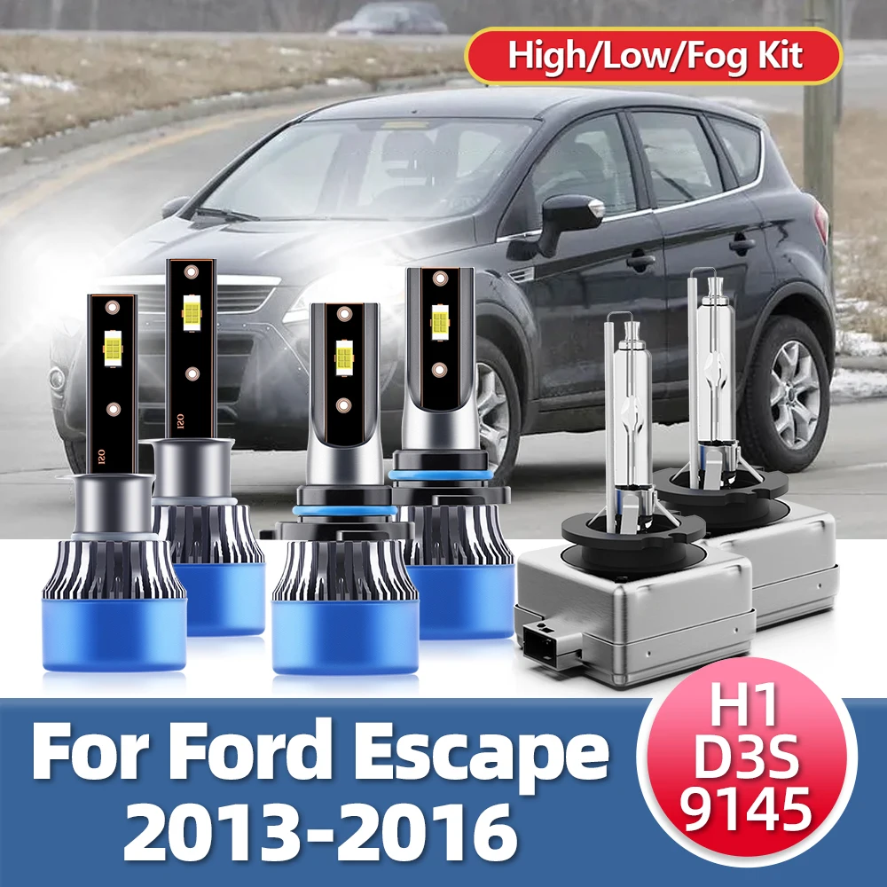 Combo Front Car Headlamps Fog Lights Kit Bright Csp Lamps White For Ford Escape 2013 2014 2015 2016