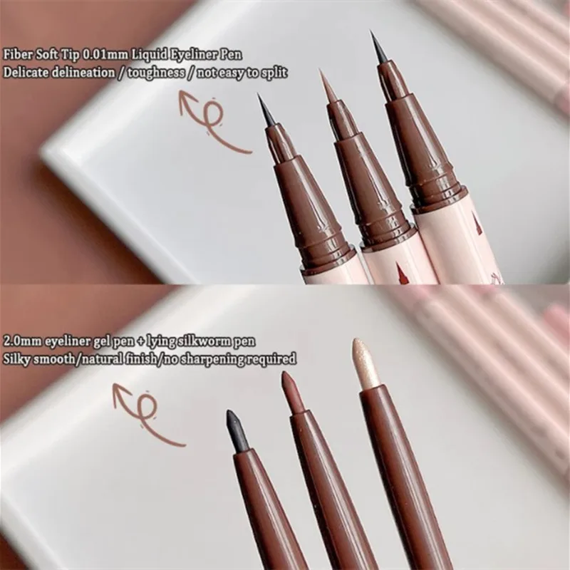 

2 In 1 Brown Gel Eyeliner Pencil Ultra-slim Liquid Eye Liner Shadow Pen Smooth High Pigment Silkworm Gel Pen Lasting Eyes Makeup