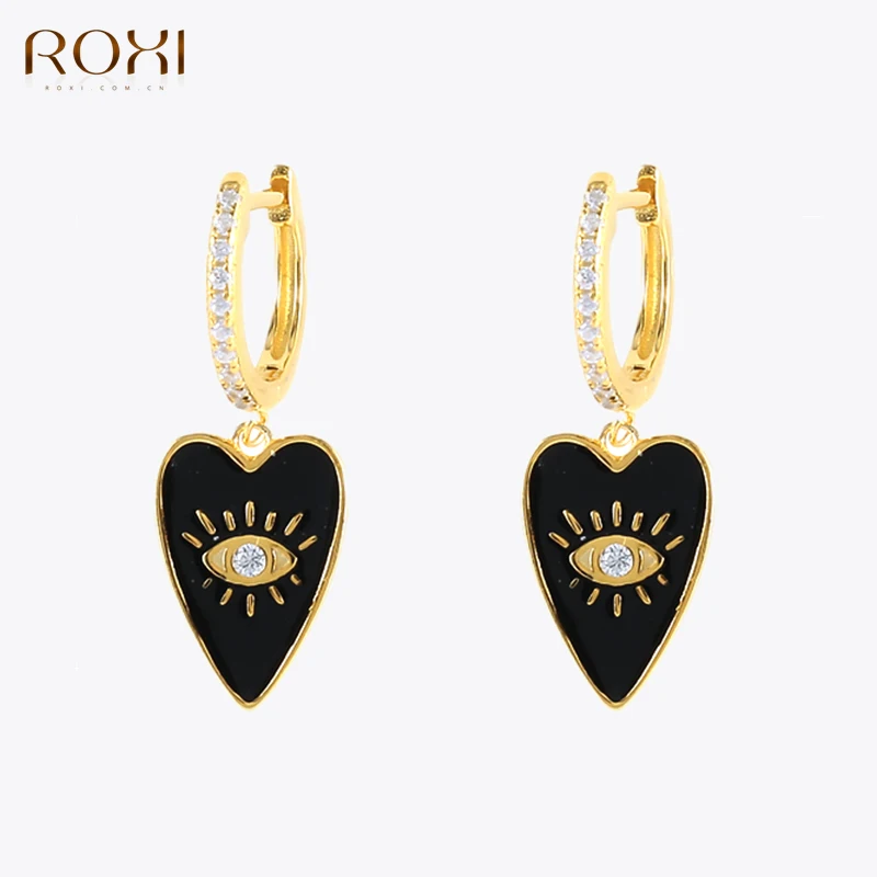

ROXI Colorful Enamel Hearts Hoop Earrings for Women Girls Fashion Jewelry Earrings 925 Sterling Silver Huggie Earring Pendientes