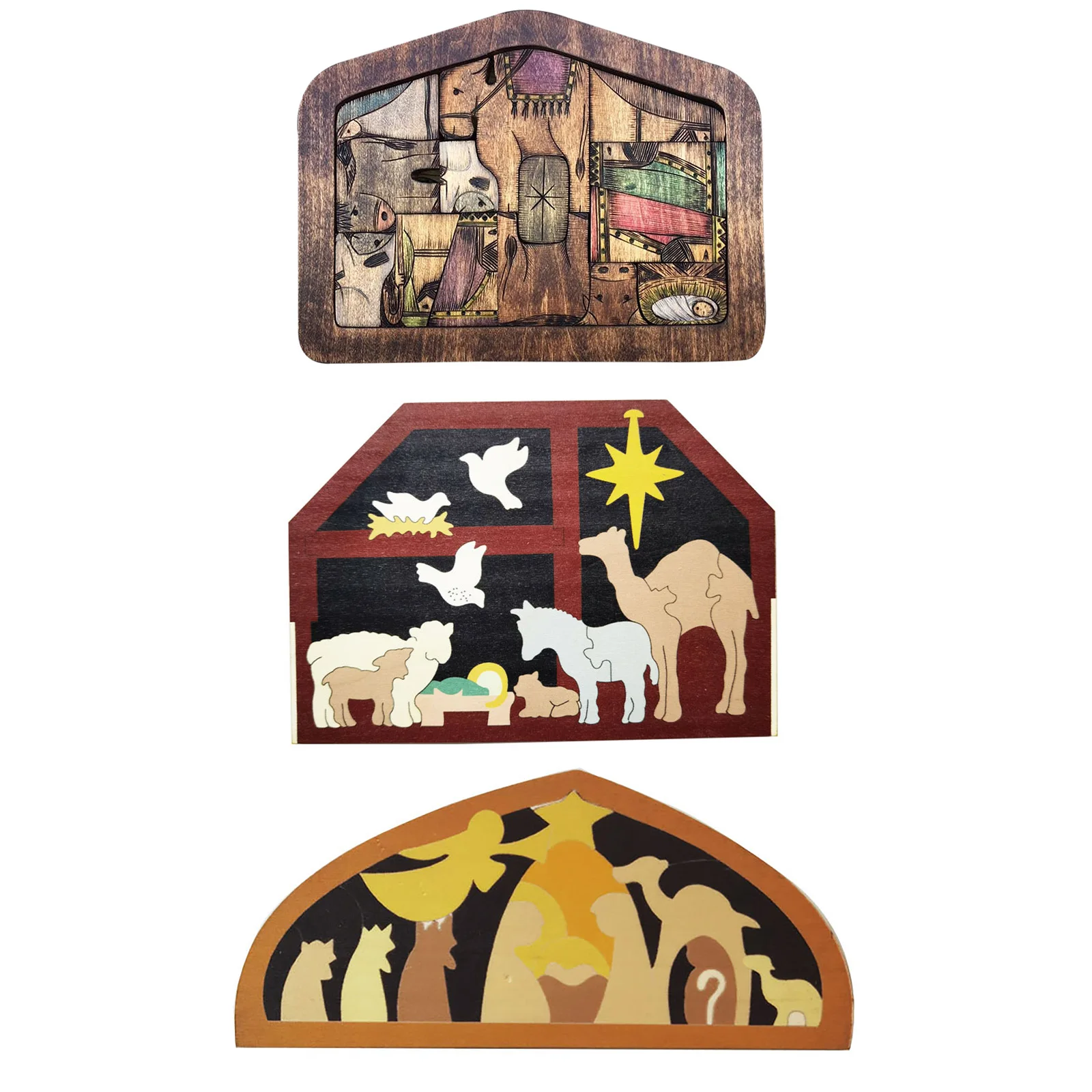 

Wooden Jesus Puzzle Statue Wood Burned Design, Home Educational Wooden Puzzles Birthday Gifts DIY Jigsaw Puzzle Sculpture Decor